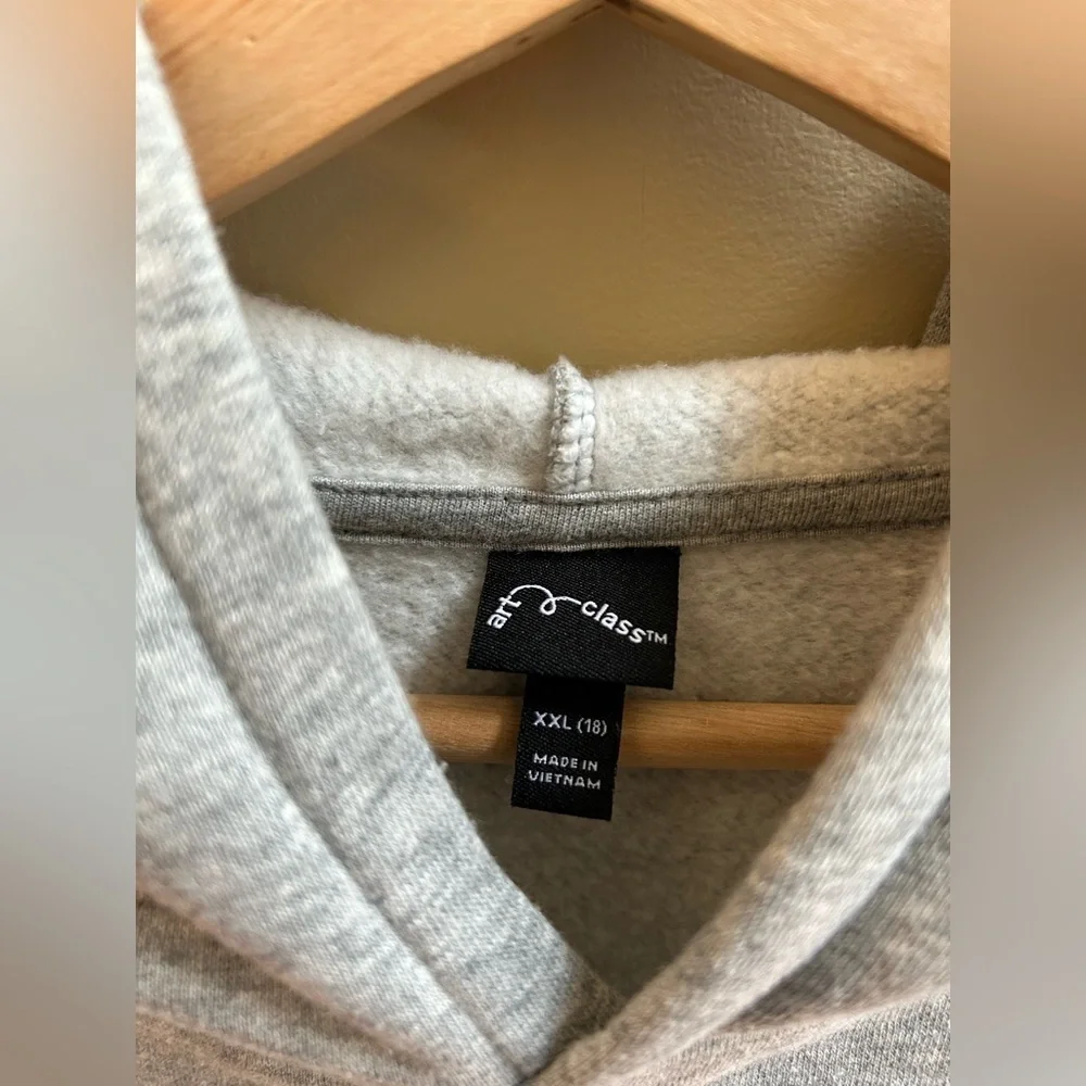Art Class by Target Girls Cropped Gray Fleece Hooded Sweatshirt Size XXL (18)